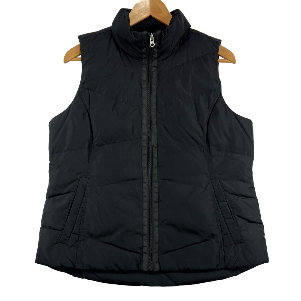 Lands' End Puffer Vest‎ Down Filled Womens Medium Lightweight Black Quilted